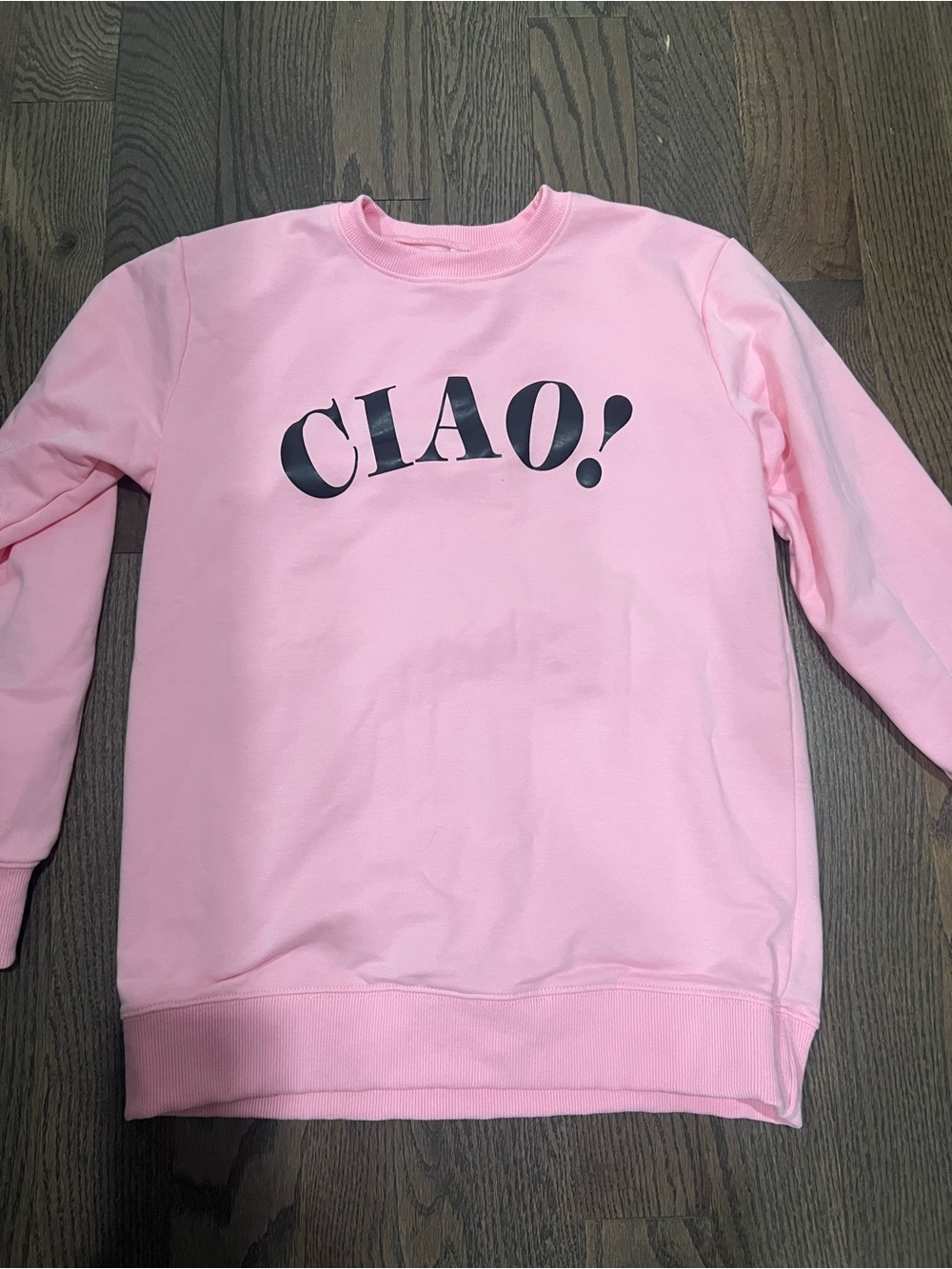 Amazon Pink "CIAO!" Graphic Crewneck Sweatshirt